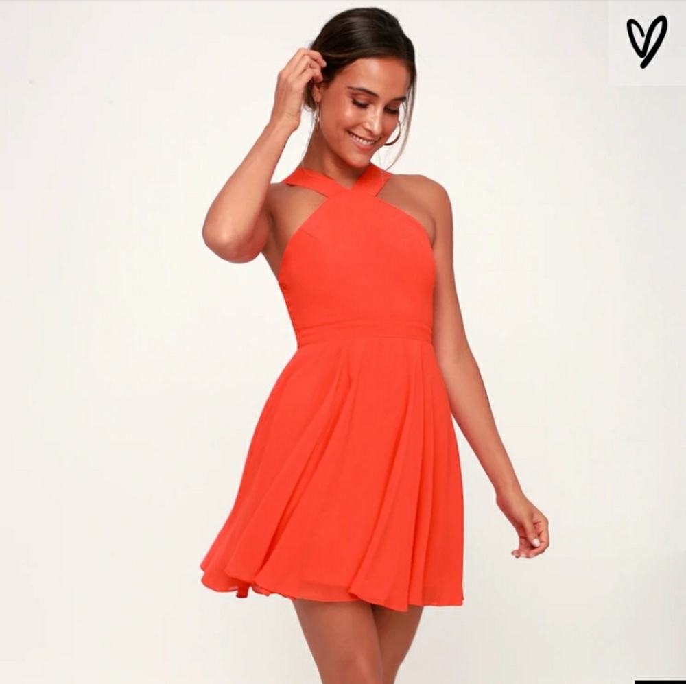 NWT Lulu's Coral Red Dress